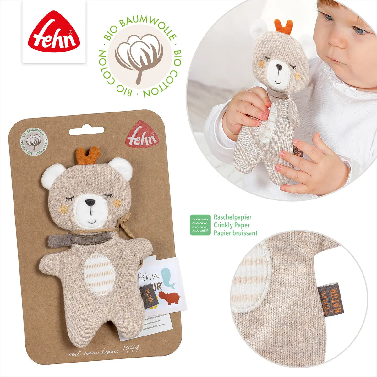 Knister-Teddy Fehnnatur - Activity-Rascheltier