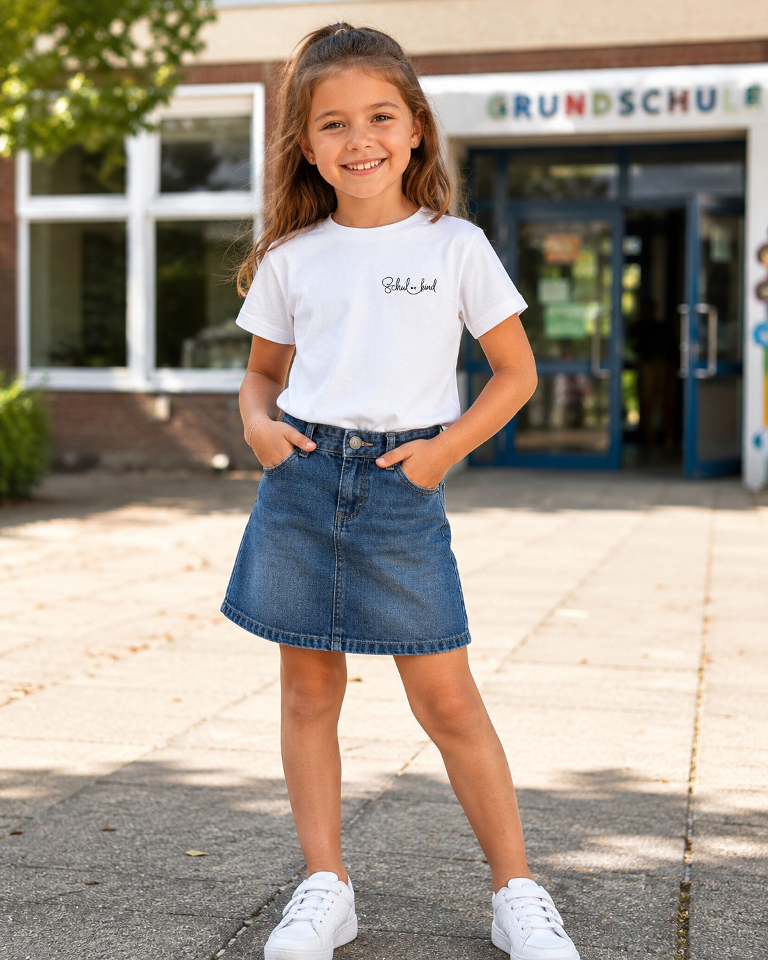 Bügelbild Schulkind mit Zwinkersmiley