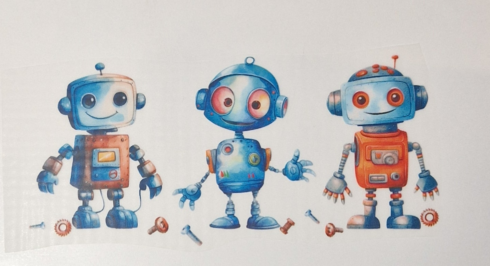 Bügelbild Roboter Freunde