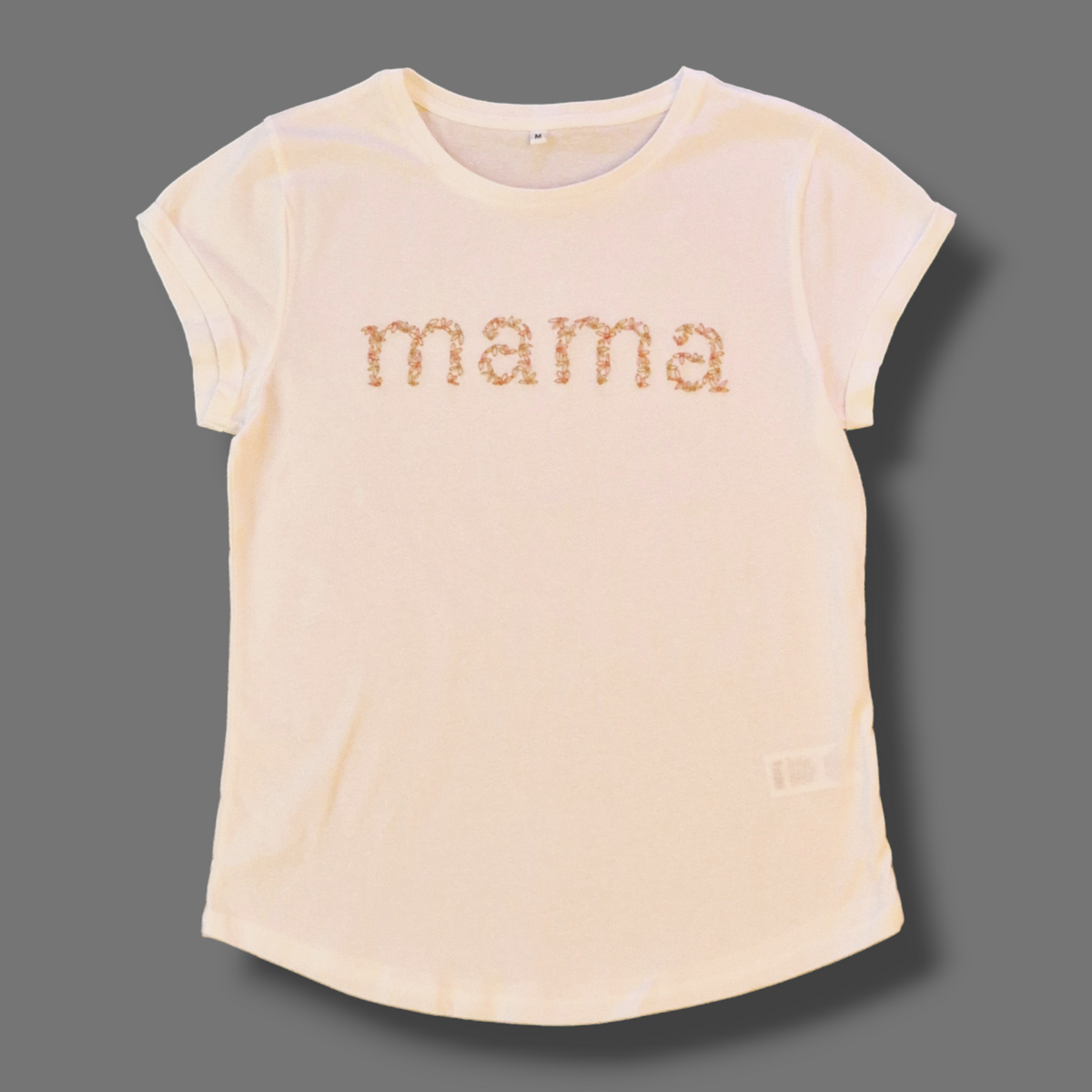 Mama T-Shirt, für Erwachsene, rosa-beige bestickt