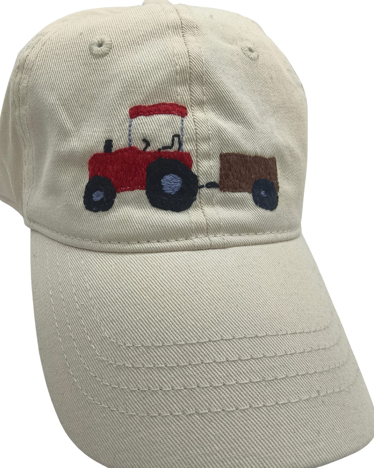 Kappe bestickt, beige Traktor