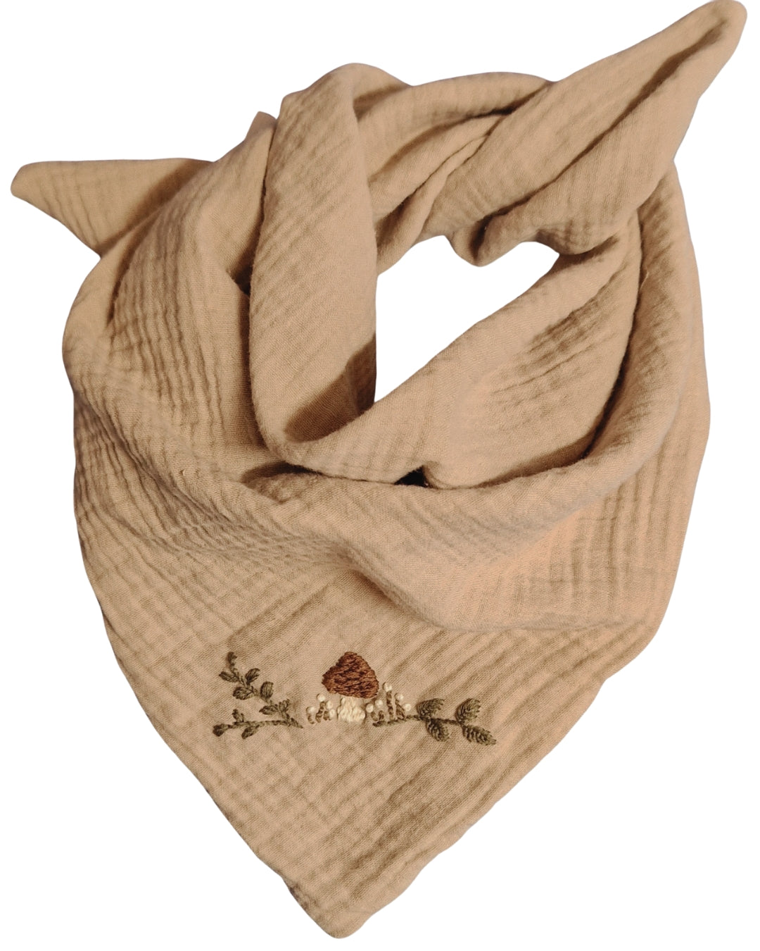 Dreieckstuch beige, bestickt, Pilz