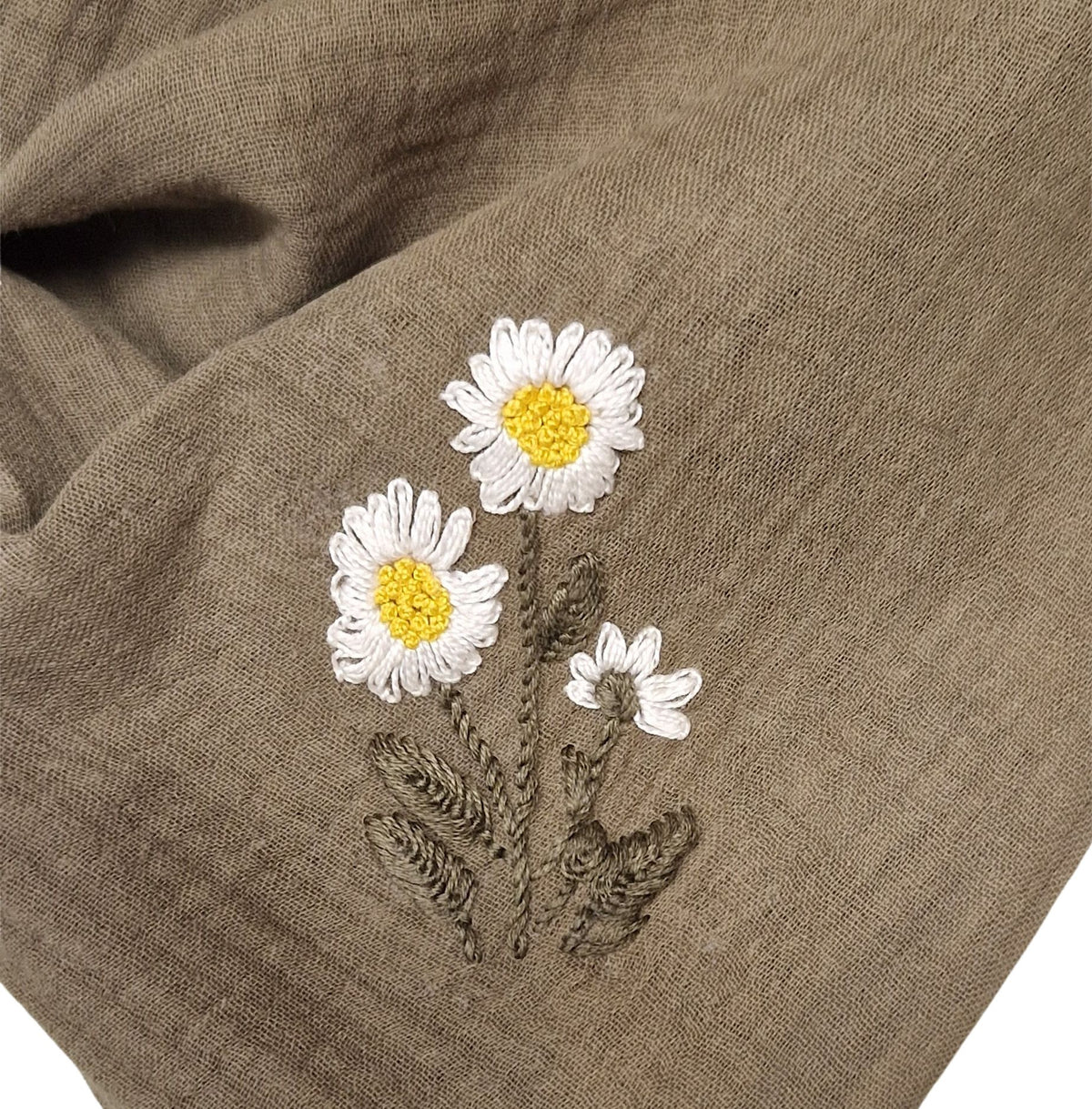 Dreieckstuch olive bestickt Blume