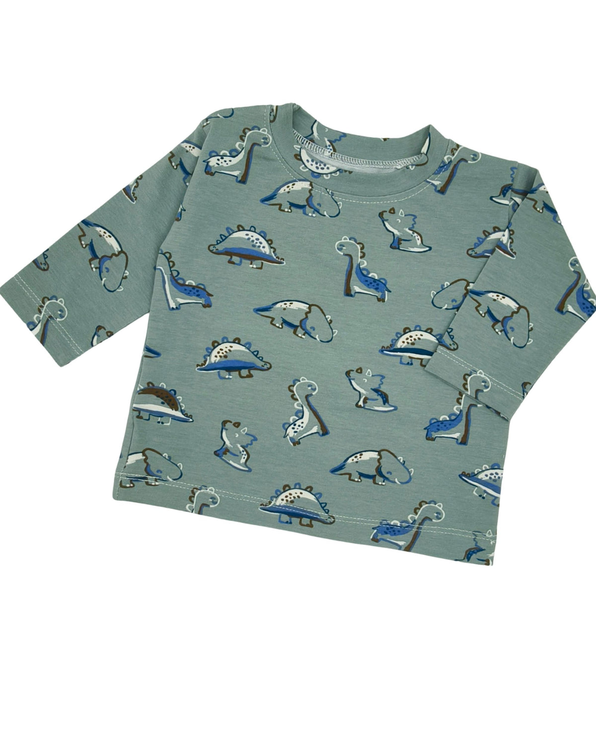 T- Shirt Langarm, grün, Dino