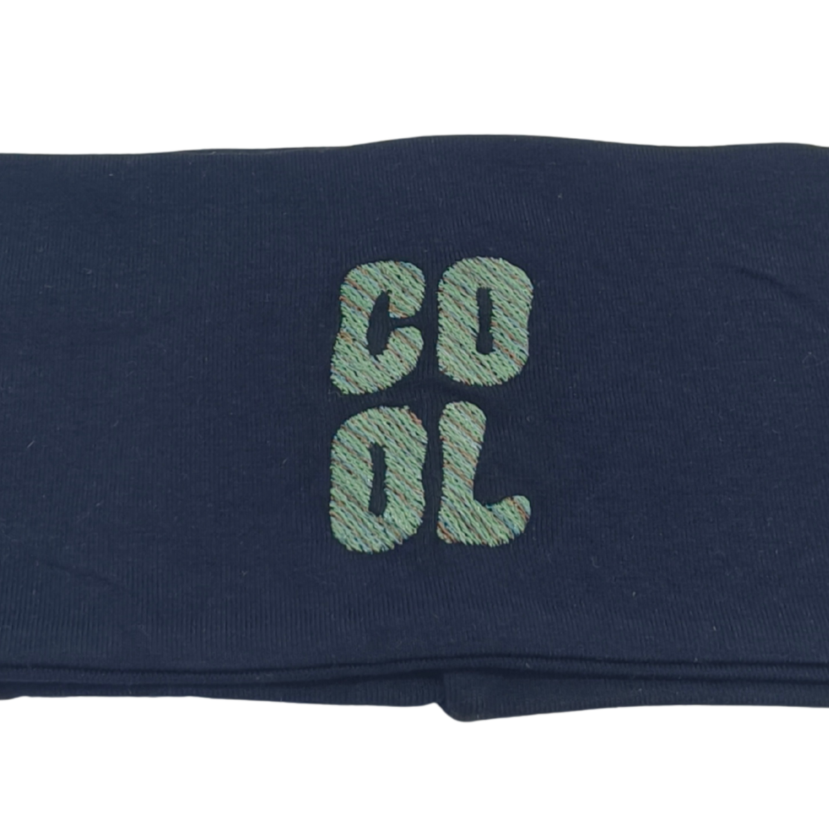 Stirnband dunkelblau, bestickt cool