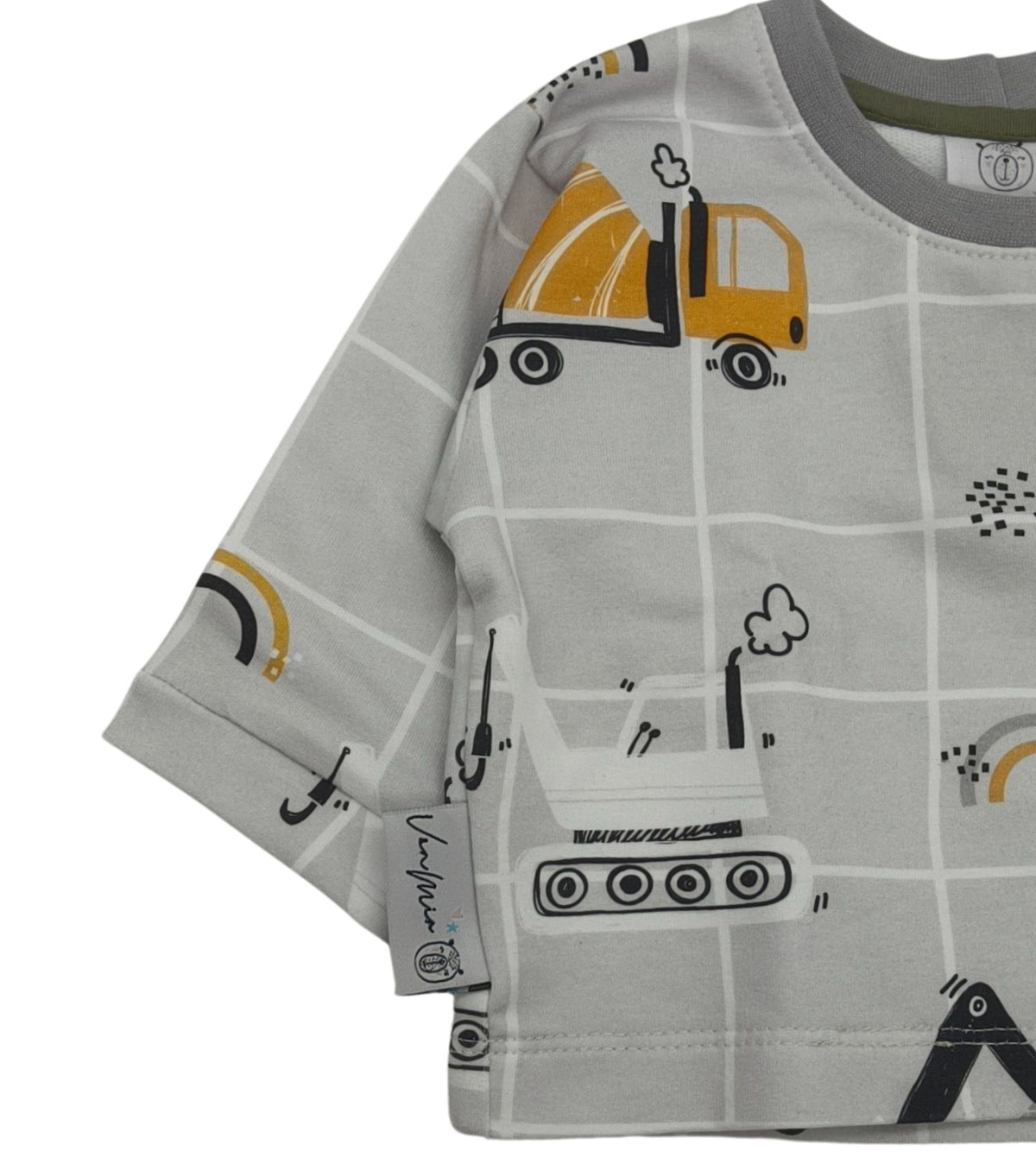Sweater weiß, Baufahrzeuge