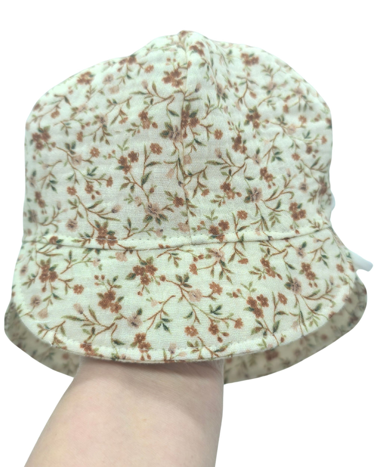 Sommerhut beige, Blumen vintage, einlagig