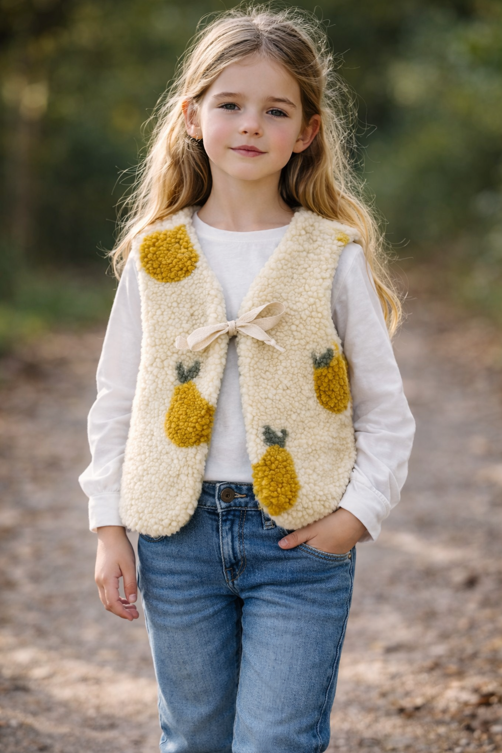 Weste, beige Birnen