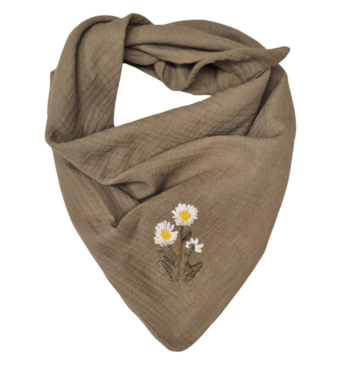 Dreieckstuch olive bestickt Blume