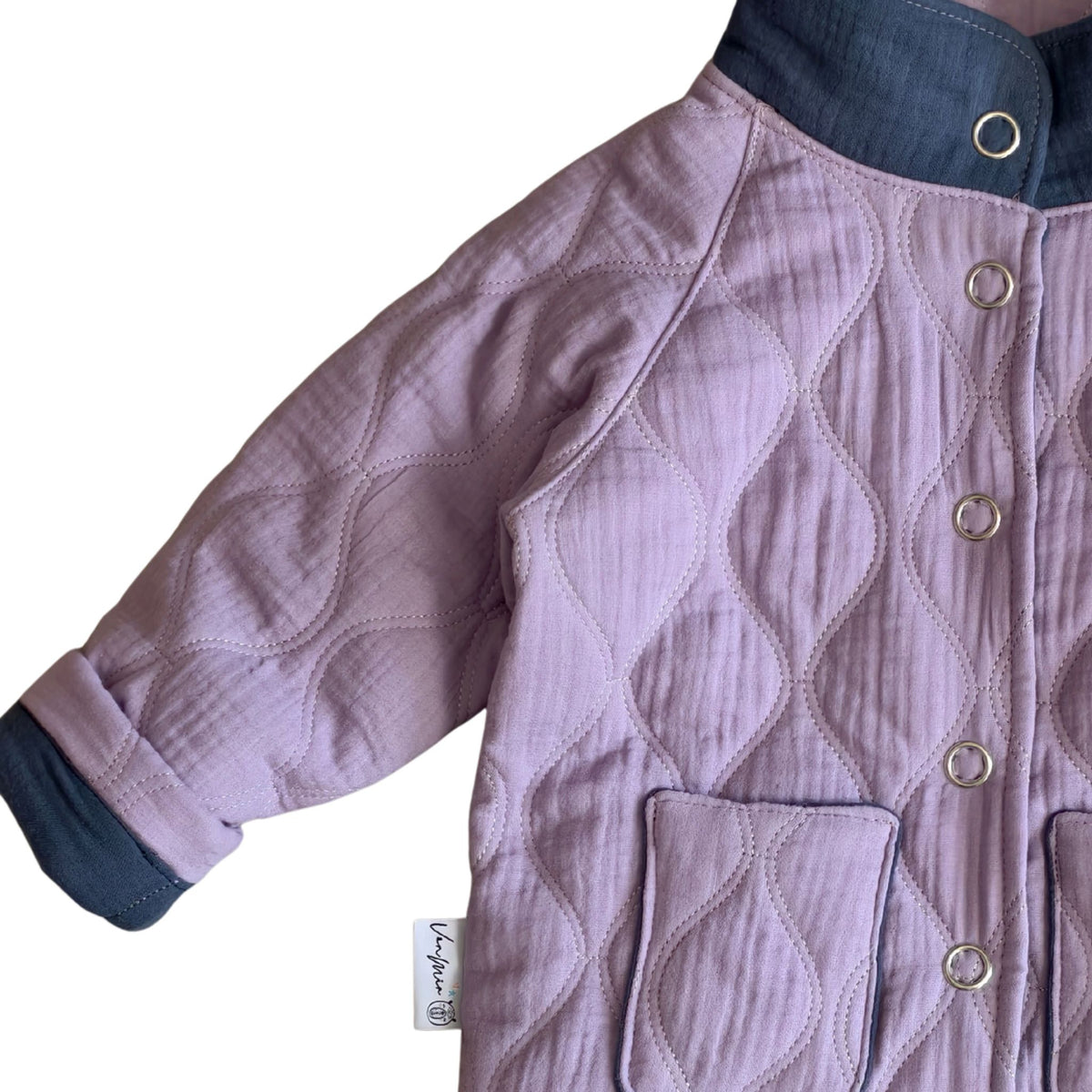 Jacke gefüttert, Übergang, Steppjacke aus Musselin, flieder