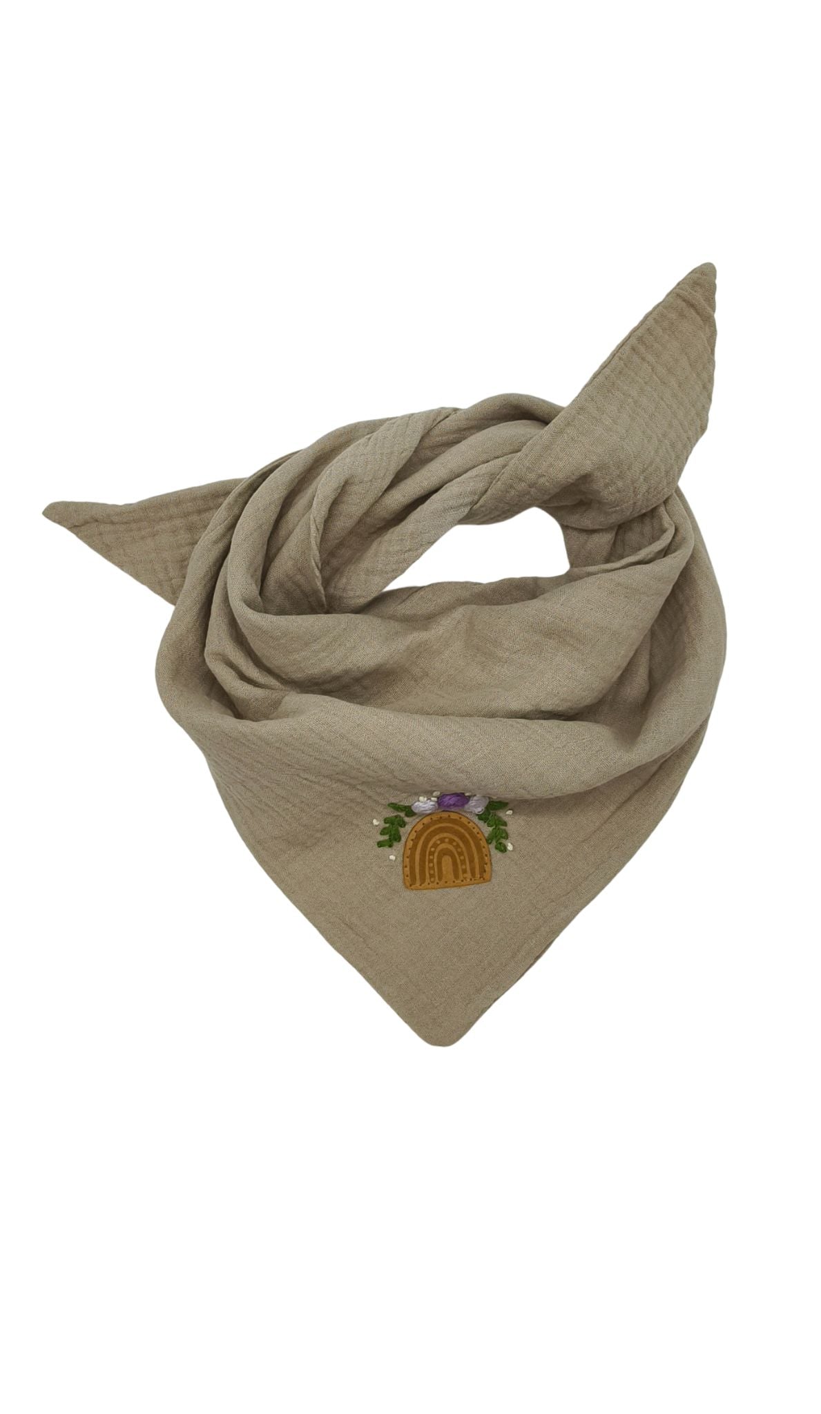 Dreieckstuch beige, bestickt, Rosen
