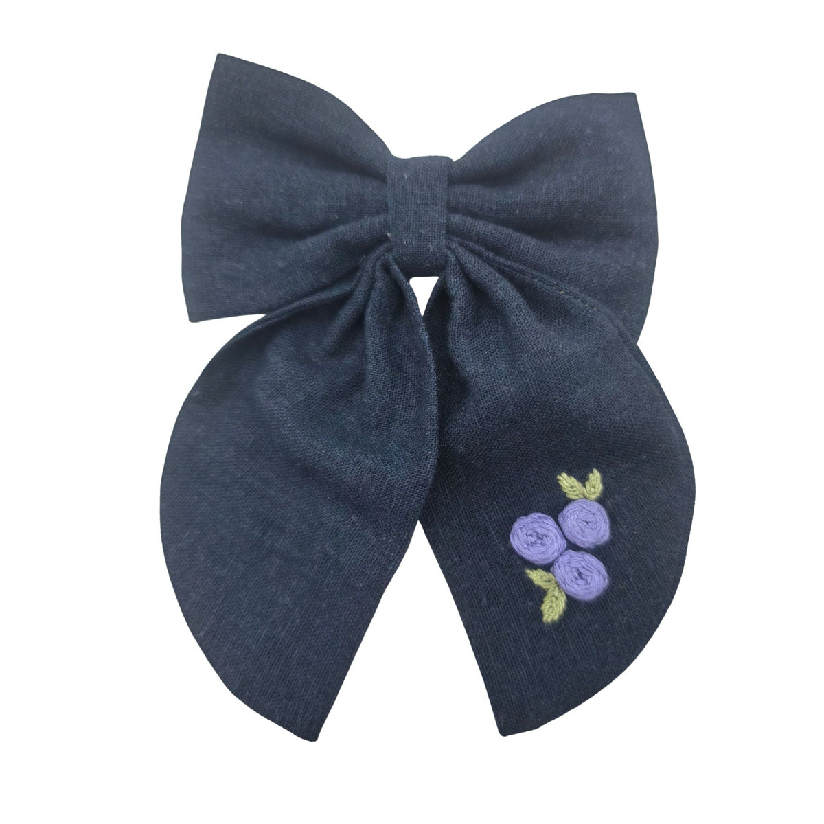 Haarspange bestickt, dunkelblau Rosen