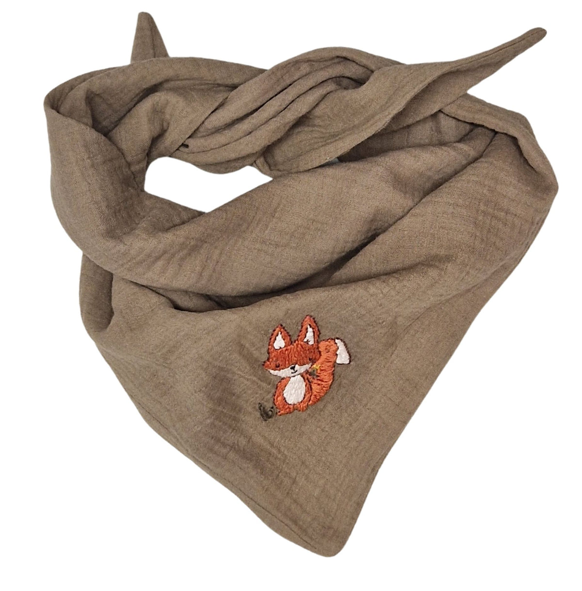 Dreieckstuch olive bestickt Fuchs