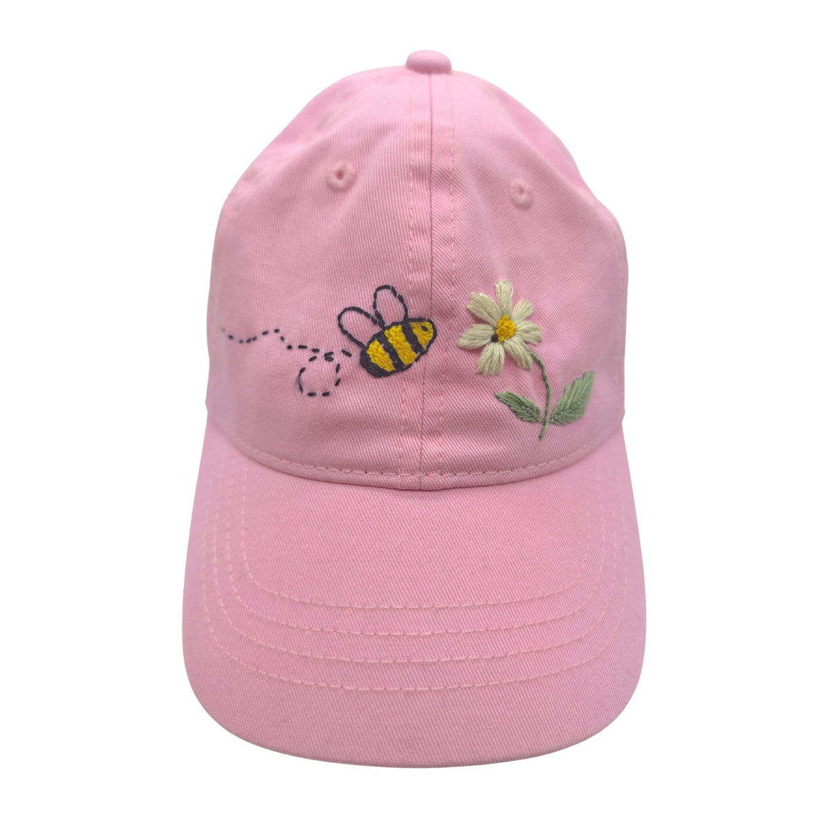 Kappe bestickt, rosa Biene