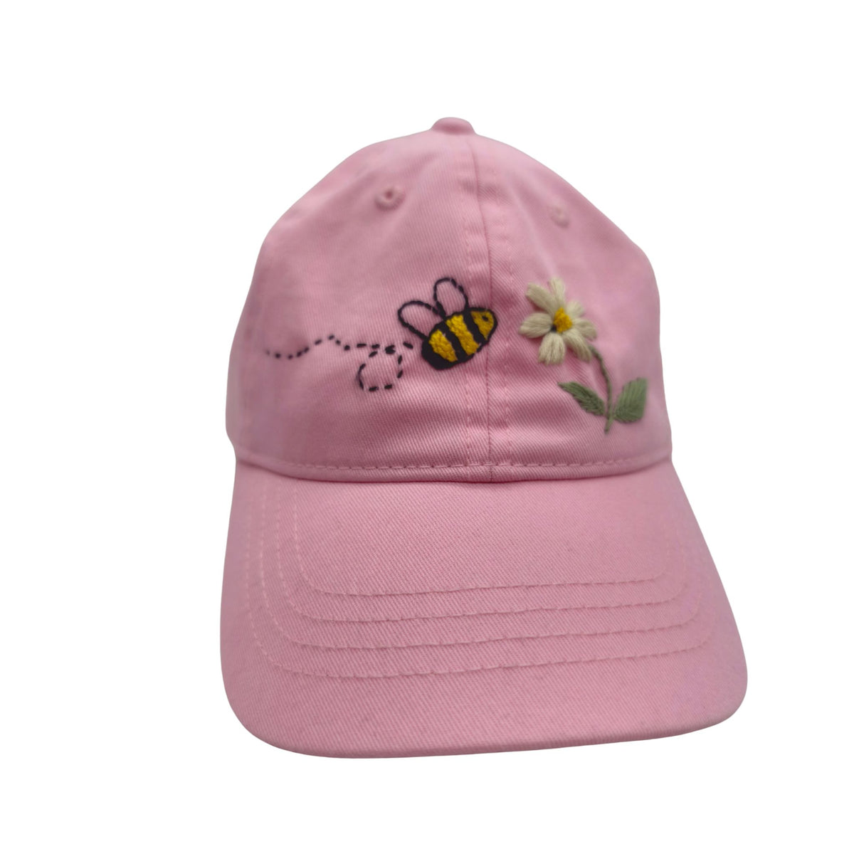 Kappe bestickt, rosa Biene