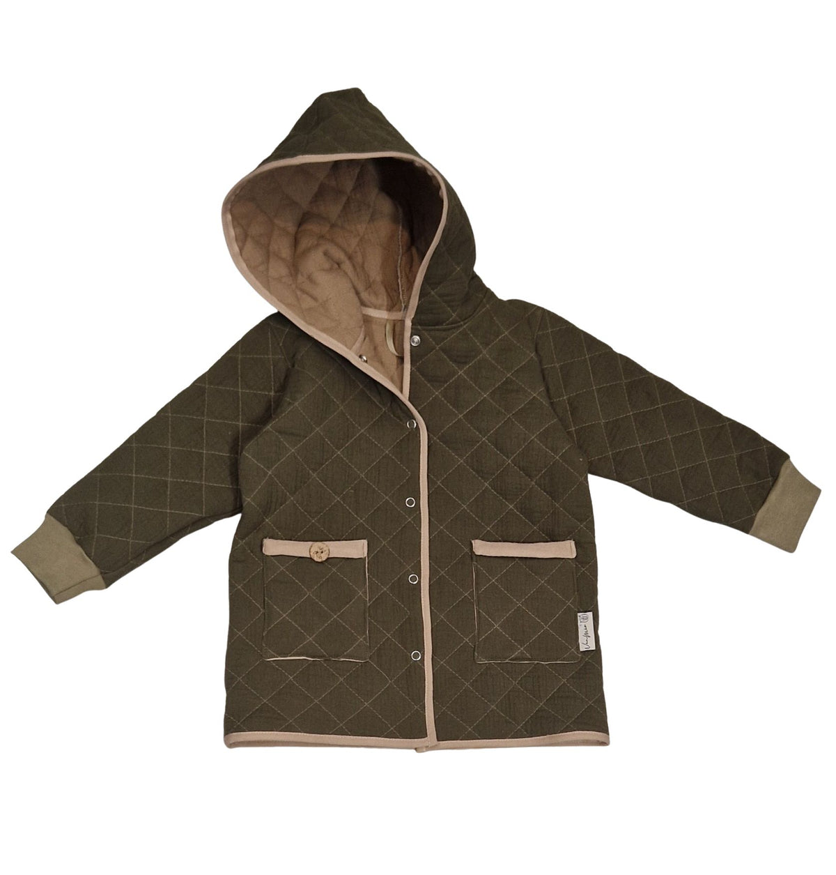 Jacke lang, Steppjacke aus Musselin, olive