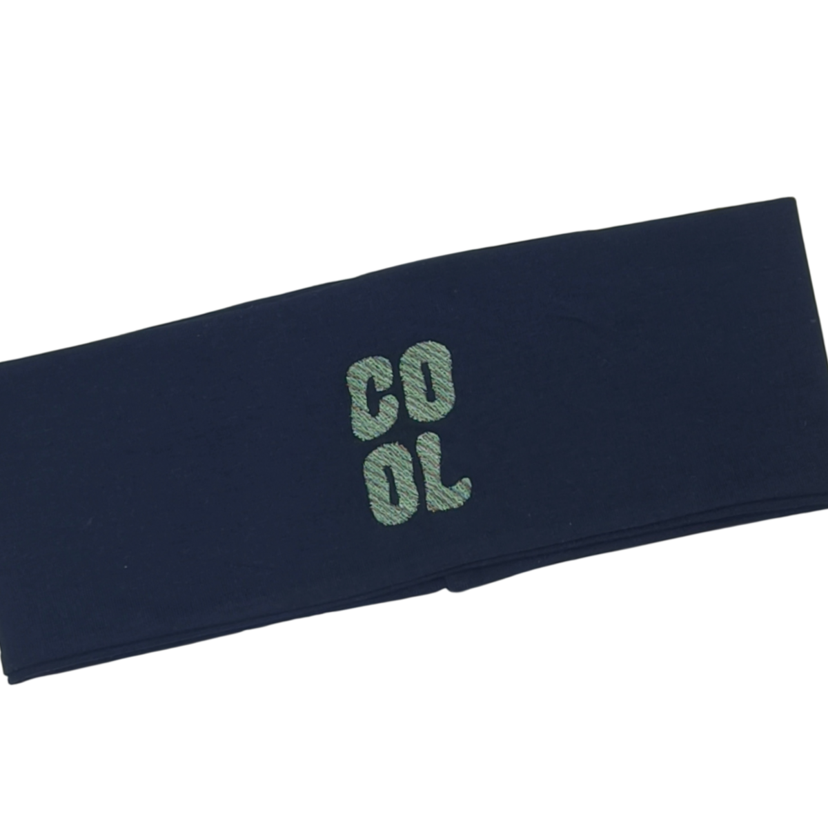 Stirnband dunkelblau, bestickt cool