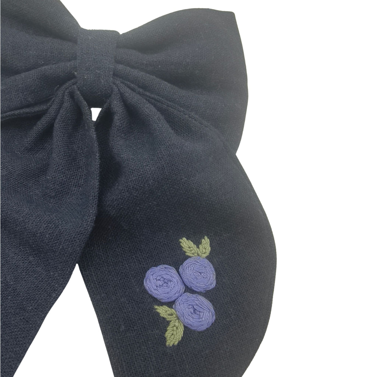 Haarspange bestickt, dunkelblau Rosen