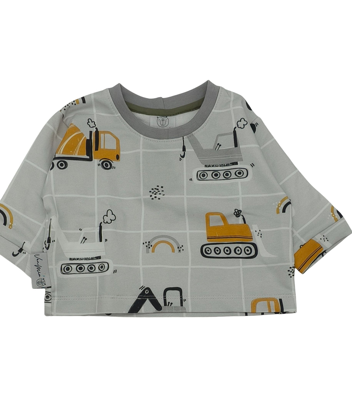 Sweater weiß, Baufahrzeuge