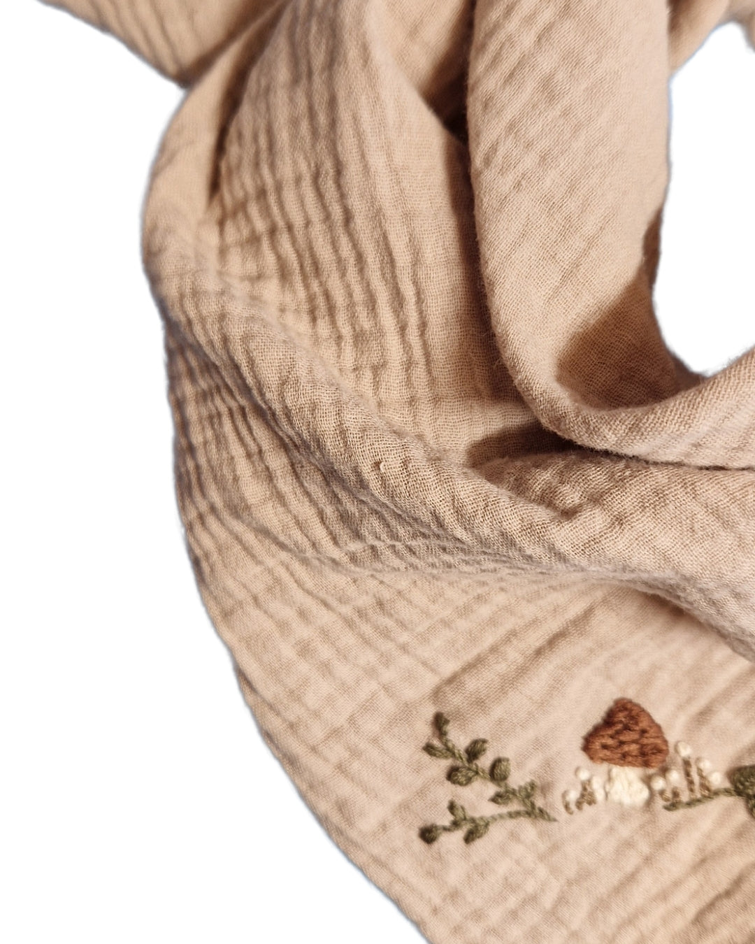 Dreieckstuch beige, bestickt, Pilz