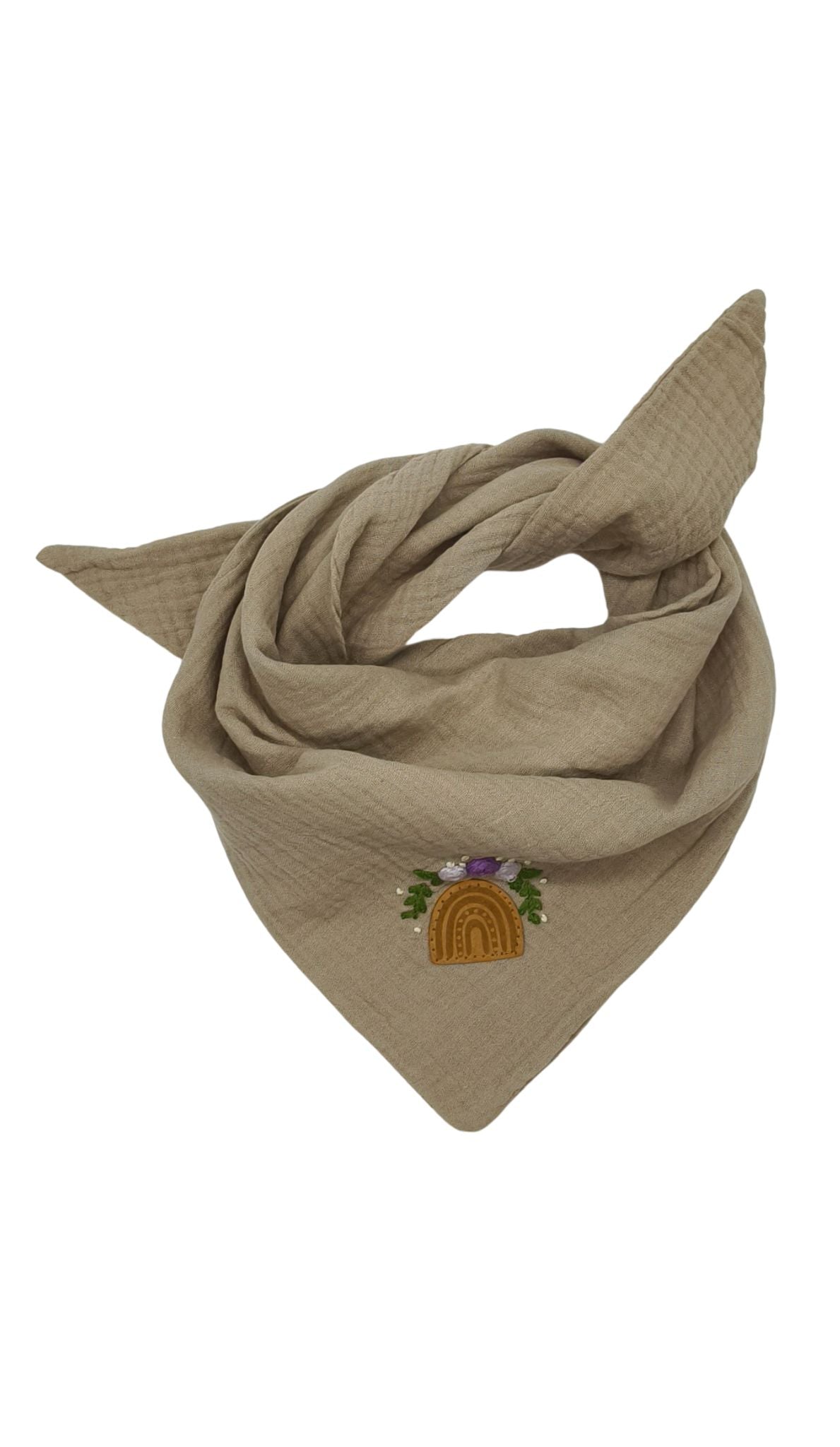 Dreieckstuch beige, bestickt, Rosen