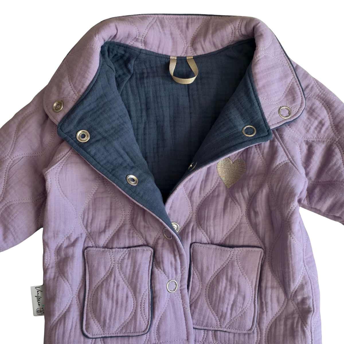 Jacke gefüttert, Übergang, Steppjacke aus Musselin, flieder